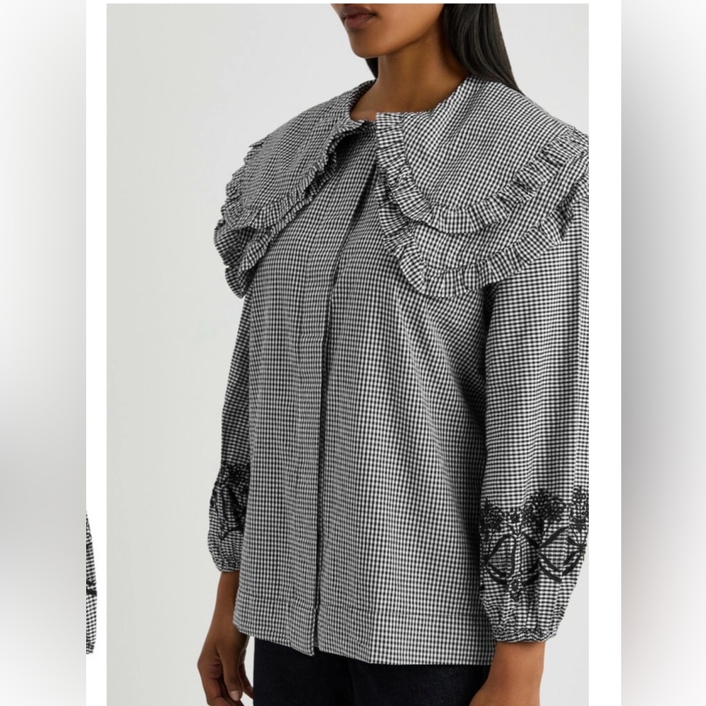 DAMSON MADDER Lois Double Collar Gingham Blouse UK size 10/US size 6 - Picture 2 of 13